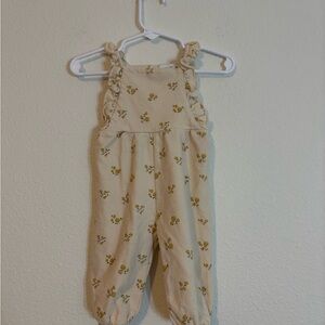 Zara Cream Floral Ruffle Strap Jumpsuit with Yellow Flowers